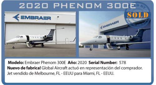 Jet ejecutivo Phenom 300E vendido por Global Aircraft