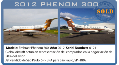 Jet ejecutivo 2012 Phenom 300 vendido por Global Aircraft