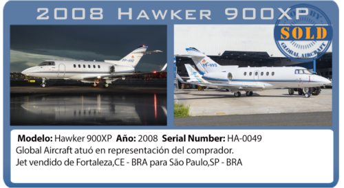 Jet 2008 Hawker 900XP vendido pela Global Aircraft 