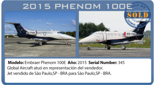 Jet Embraer Phenom 100E vendido pela Global Aircraft 
