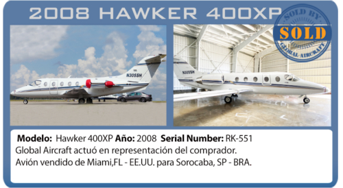 Jet Hawker 400XP vendido por global aircraft