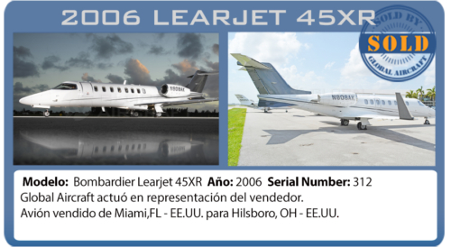 Jet 2006 Learjet 45XR vendido por Global Aircraft