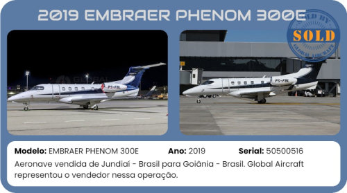 2019 EMBRAER PHENOM 300E vendido pela Global Aircraft.