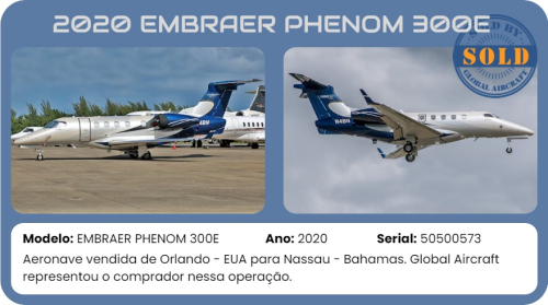 2020 EMBRAER PHENOM 300E vendido pela Global Aircraft.