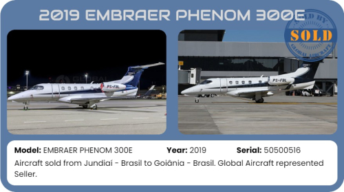 Jet 2019 EMBRAER PHENOM 300E Sold by Global Aircraft.