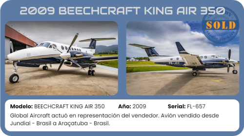 Avión 2009 BEECHCRAFT KING AIR 350 vendido por Global Aircraft.